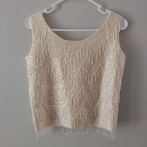 Vintage 1950s or 60s beaded fringe tank